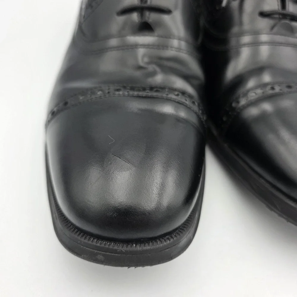 Cole Haan C20225 Shoes Men 8.5 M Black Leather Signature Grand OS Captoe LaceUp